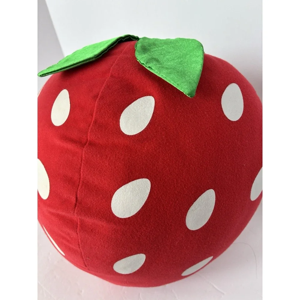 Sonoma Red Strawberry Shaped Throw Pillow Plush Maximalist Home Decor Satin Top